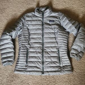 Patagonia Women's Gray Down Sweater Puffer Jacket Silver Womens Large